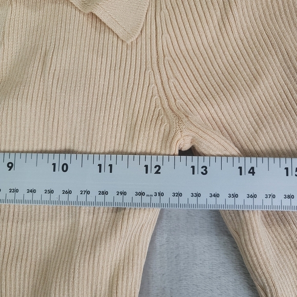 Danielle Bernstein Cream Ribbed Button-Up Sweater - Picture 5 of 7